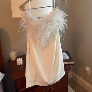 David’s bridal white feather dress never worn